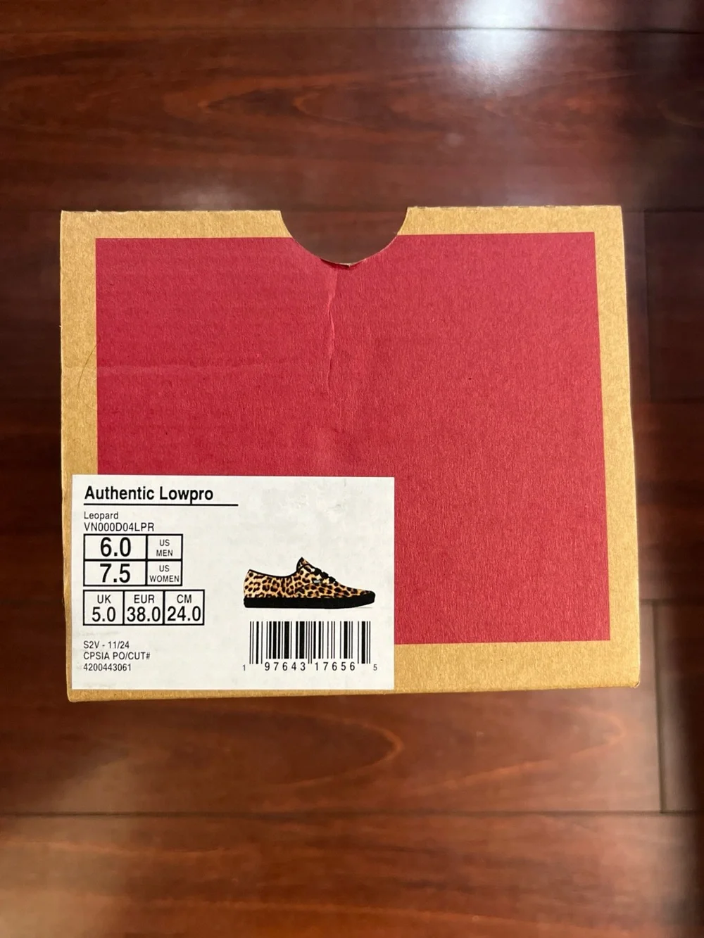 Womens 7.5 Vans Authentic Lowpro Leopard Print Low Top Shoe Sneaker New HALF BOX
